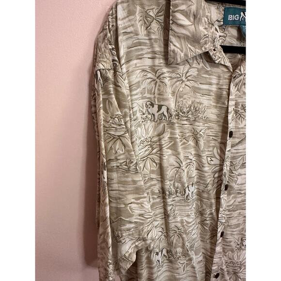 Big Dog Men's Hawaiian Print Button Up Shirt Vintage XL - Picture 5 of 7